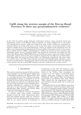 Uplift Along the Western Margin of the Deccan Basalt Province: Is There Any Geomorphometric Evidence?