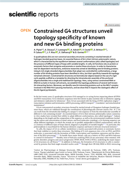 Constrained G4 Structures Unveil Topology Specificity of Known And