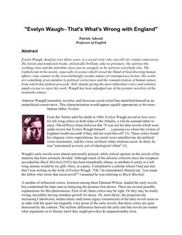"Evelyn Waugh-That's What's Wrong with England"