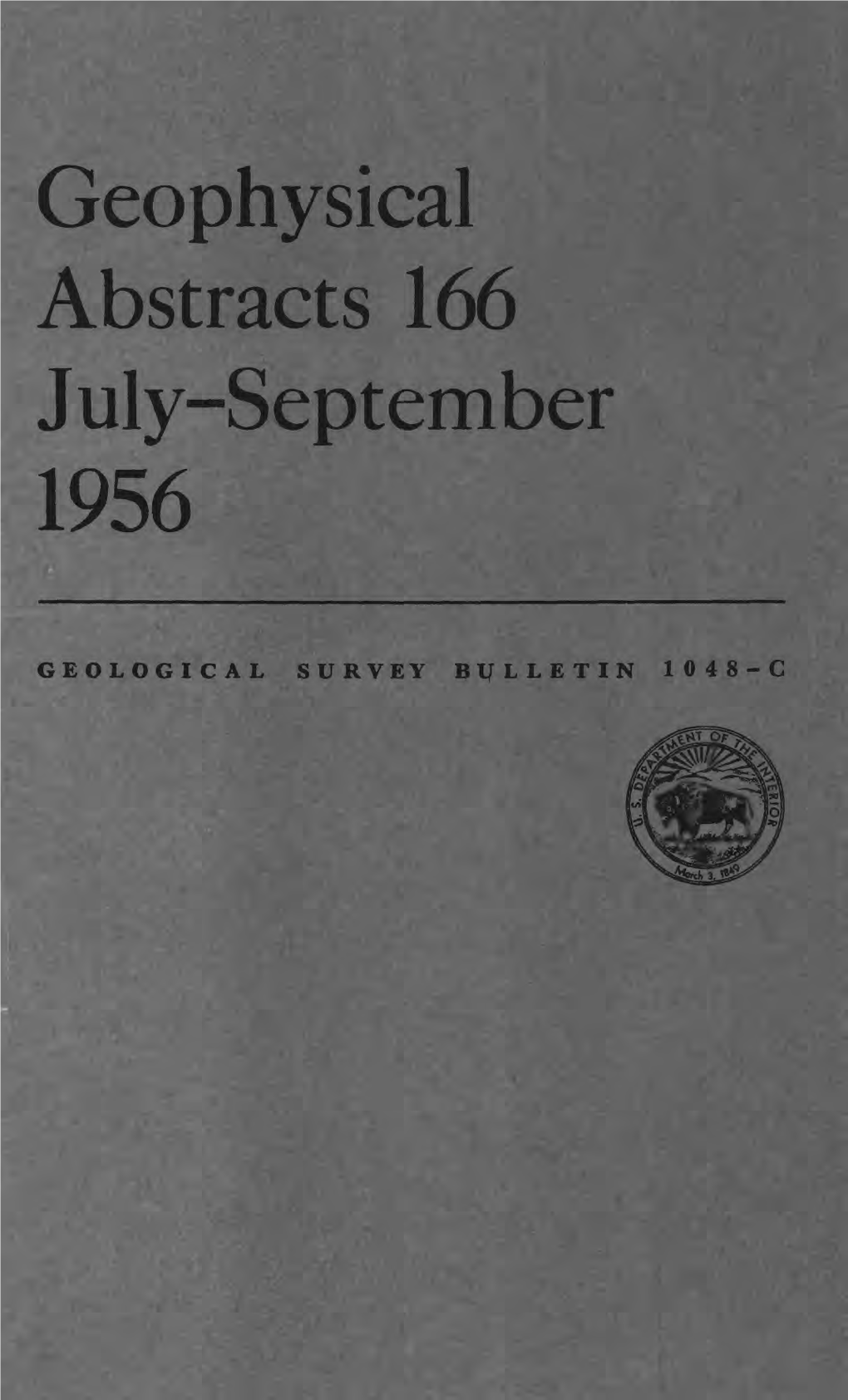 Geophysical Abstracts 166 July-September 1956