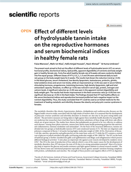 Effect of Different Levels of Hydrolysable Tannin Intake on The