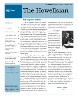 The Howellsian, Volume 9, Number 2 (Fall 2006) Page 1