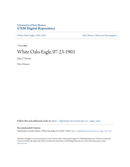 White Oaks Eagle, 07-23-1903 John Y