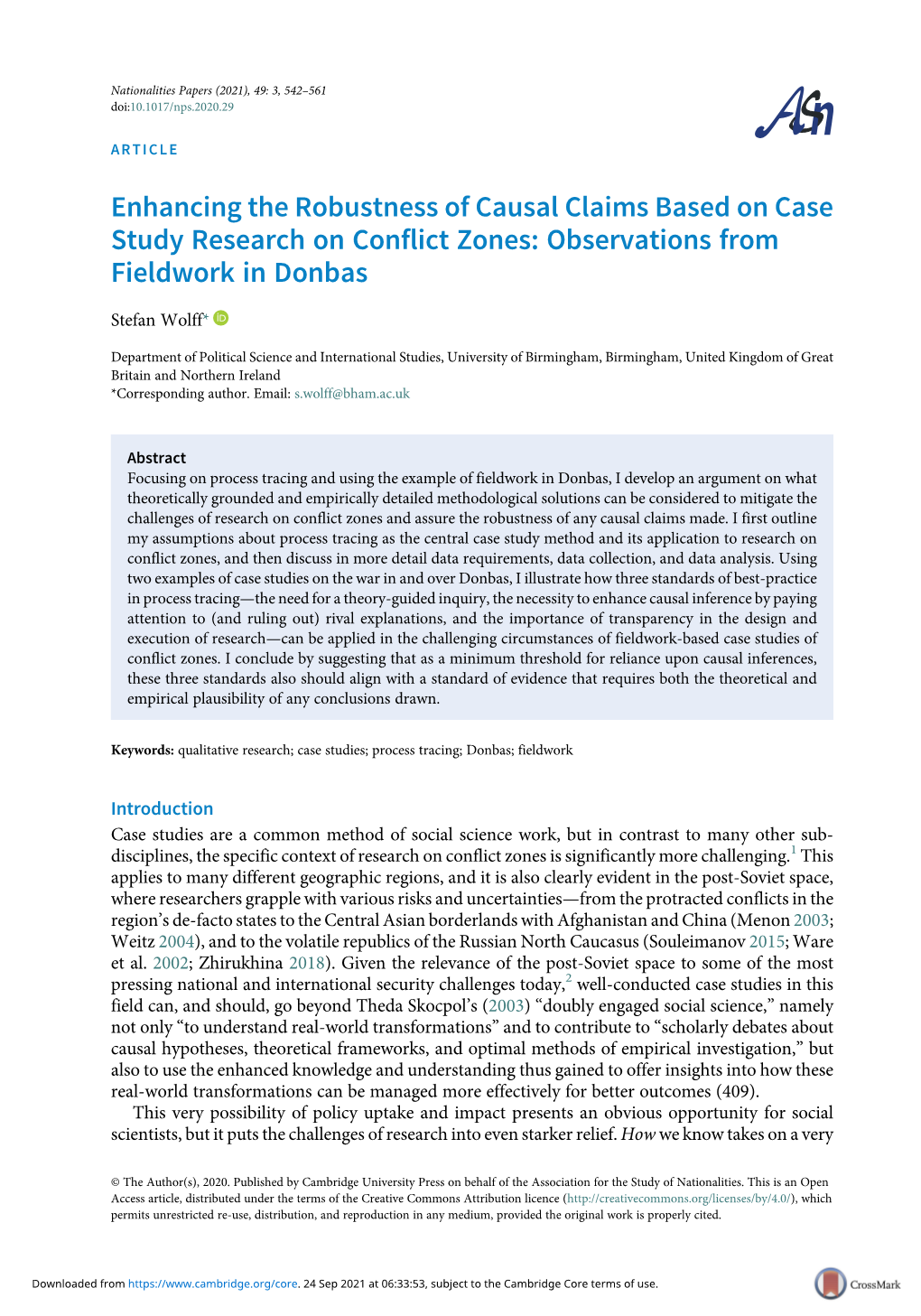 Enhancing the Robustness of Causal Claims Based on Case Study Research on Conflict Zones: Observations from Fieldwork in Donbas