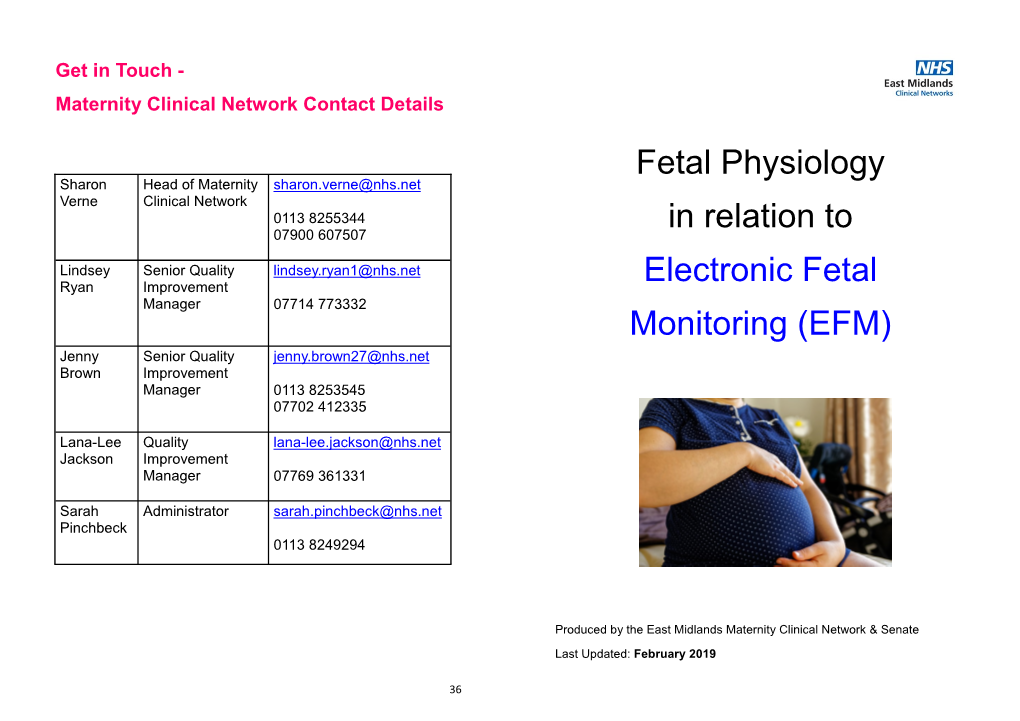 Fetal Physiology in Relation to Electronic Fetal Monitoring (EFM)