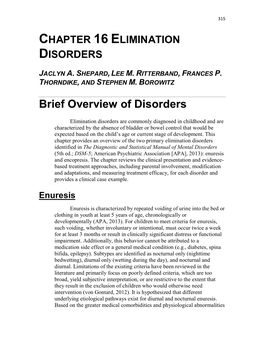 Brief Overview of Disorders