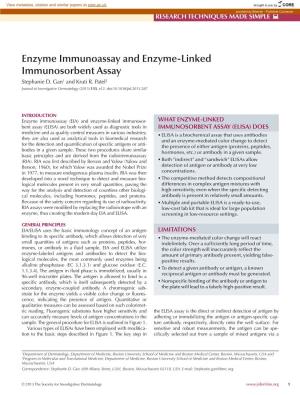 Enzyme Immunoassay and Enzyme-Linked Immunosorbent Assay Stephanie D