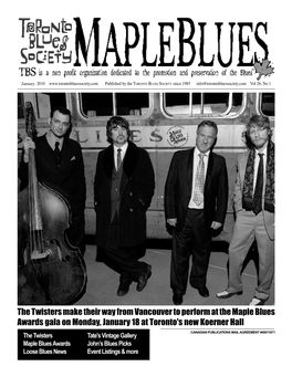 The Twisters Make Their Way from Vancouver to Perform at the Maple Blues Awards Gala on Monday, January 18 at Toronto's New Koerner Hall