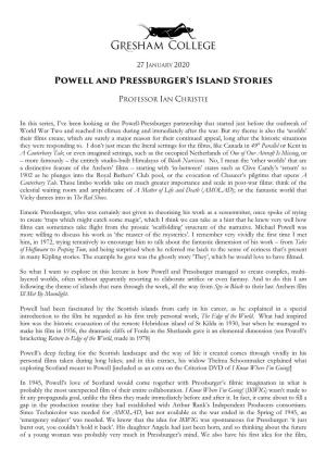 Powell and Pressburger's Island Stories