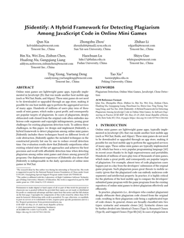 Jsidentify: a Hybrid Framework for Detecting Plagiarism Among Javascript Code in Online Mini Games