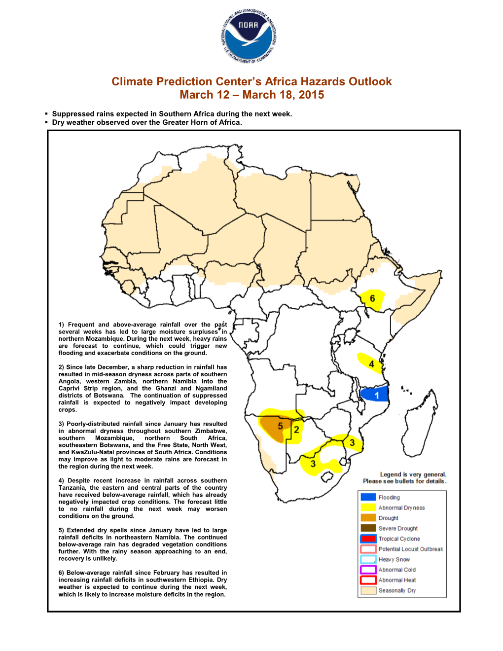 Climate Prediction Center's Africa Hazards Outlook March 12 – March