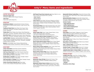 Arby's® Menu Items and Ingredients