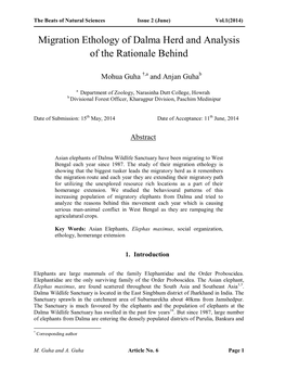 Migration Ethology of Dalma Herd and Analysis of the Rationale Behind