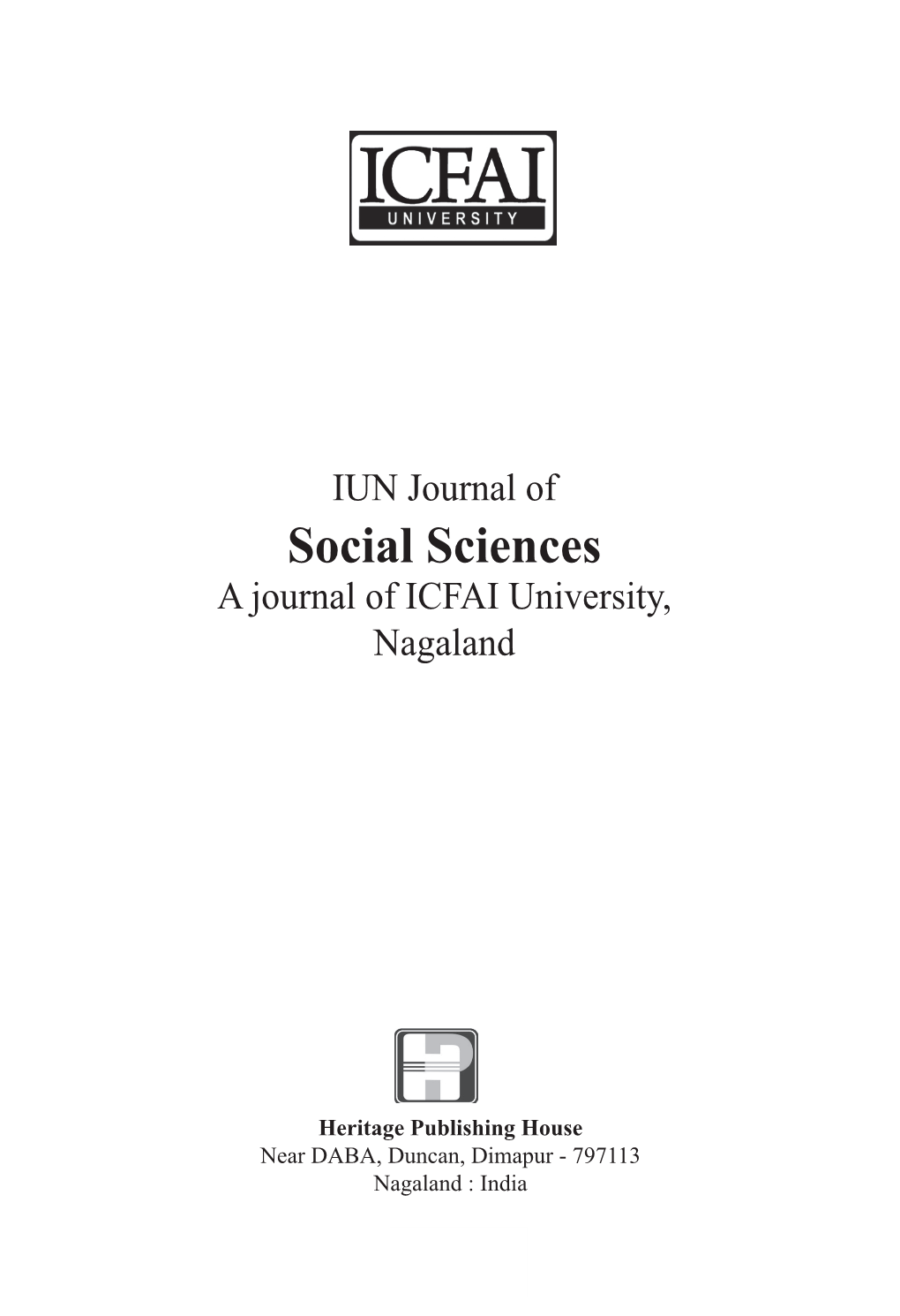 Social Sciences a Journal of ICFAI University, Nagaland