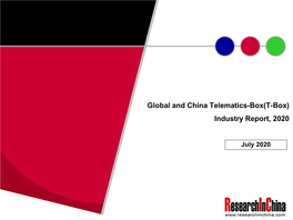 Global and China Telematics-Box(T-Box) Industry Report, 2020