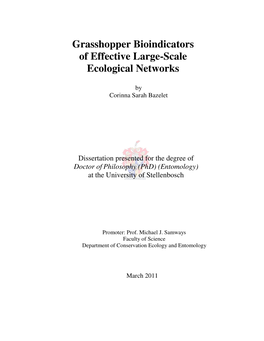Grasshopper Bioindicators of Effective Large-Scale Ecological Networks