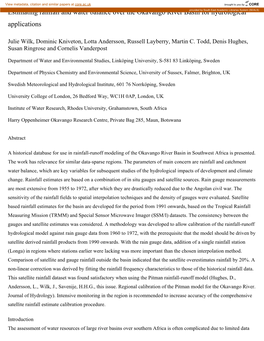 Estimating Rainfall and Water Balance Over the Okavango River Baprovidedsin Byfor South Easthydrological Academic Libraries System (SEALS) Applications