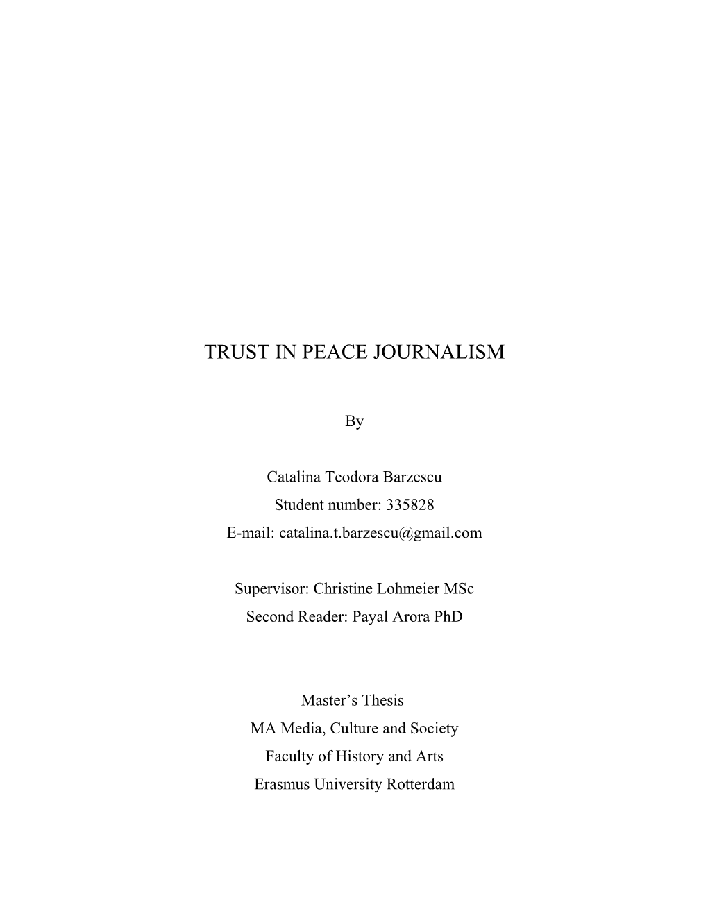 Trust in Peace Journalism