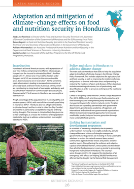 Adaptation and Mitigation of Climate-Change Effects on Food and Nutrition Security in Honduras