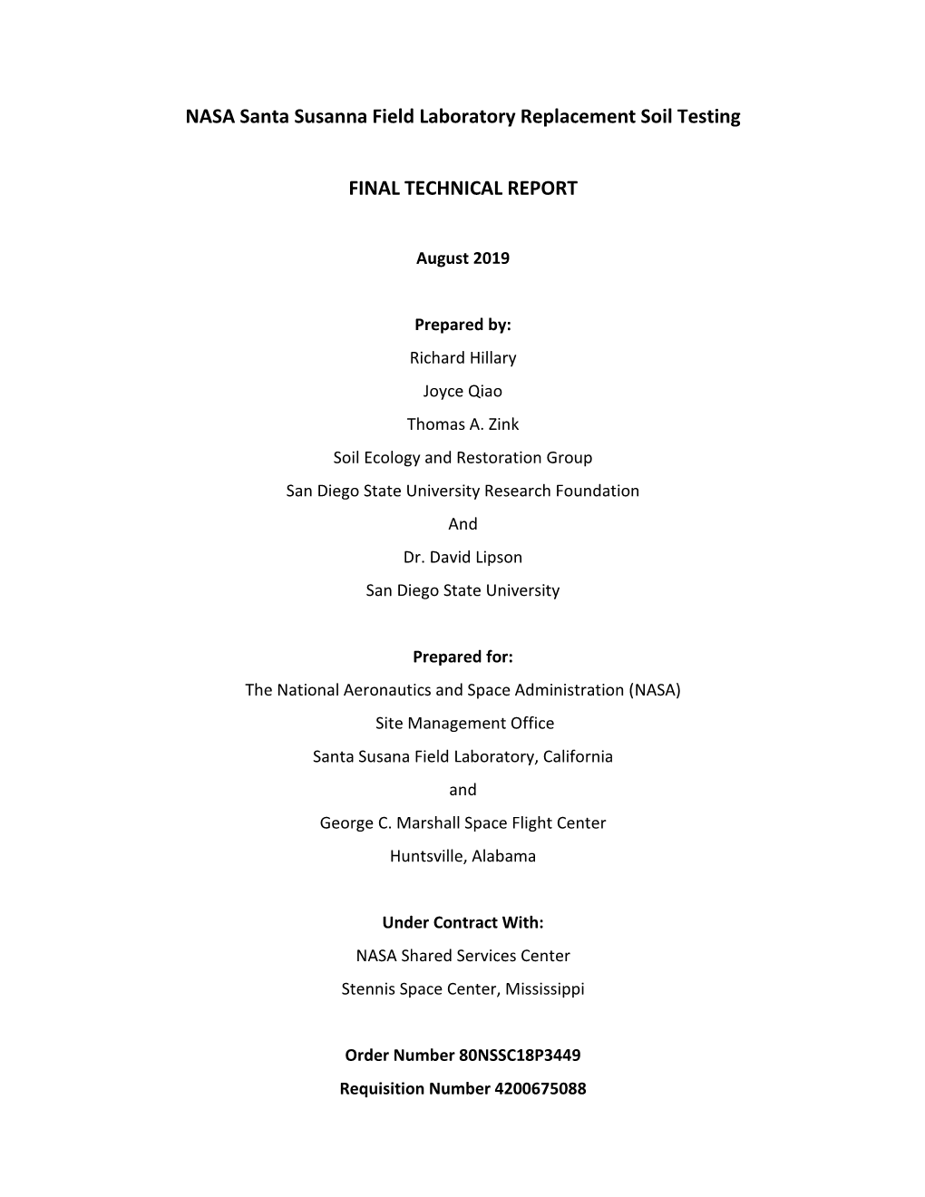 NASA Santa Susana Field Laboratory Replacement Soil Testing Final