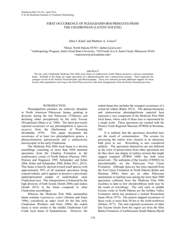 First Occurrence of Plesiadapiform Primates from the Chadronian (Latest Eocene)