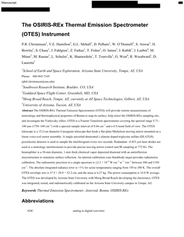 The OSIRIS-Rex Thermal Emission Spectrometer (OTES) Instrument