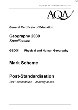 A-Level Geography Mark Scheme Unit 01