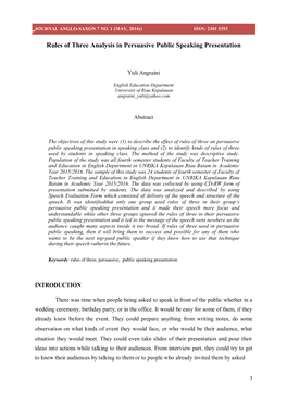 Rules of Three Analysis in Persuasive Public Speaking Presentation