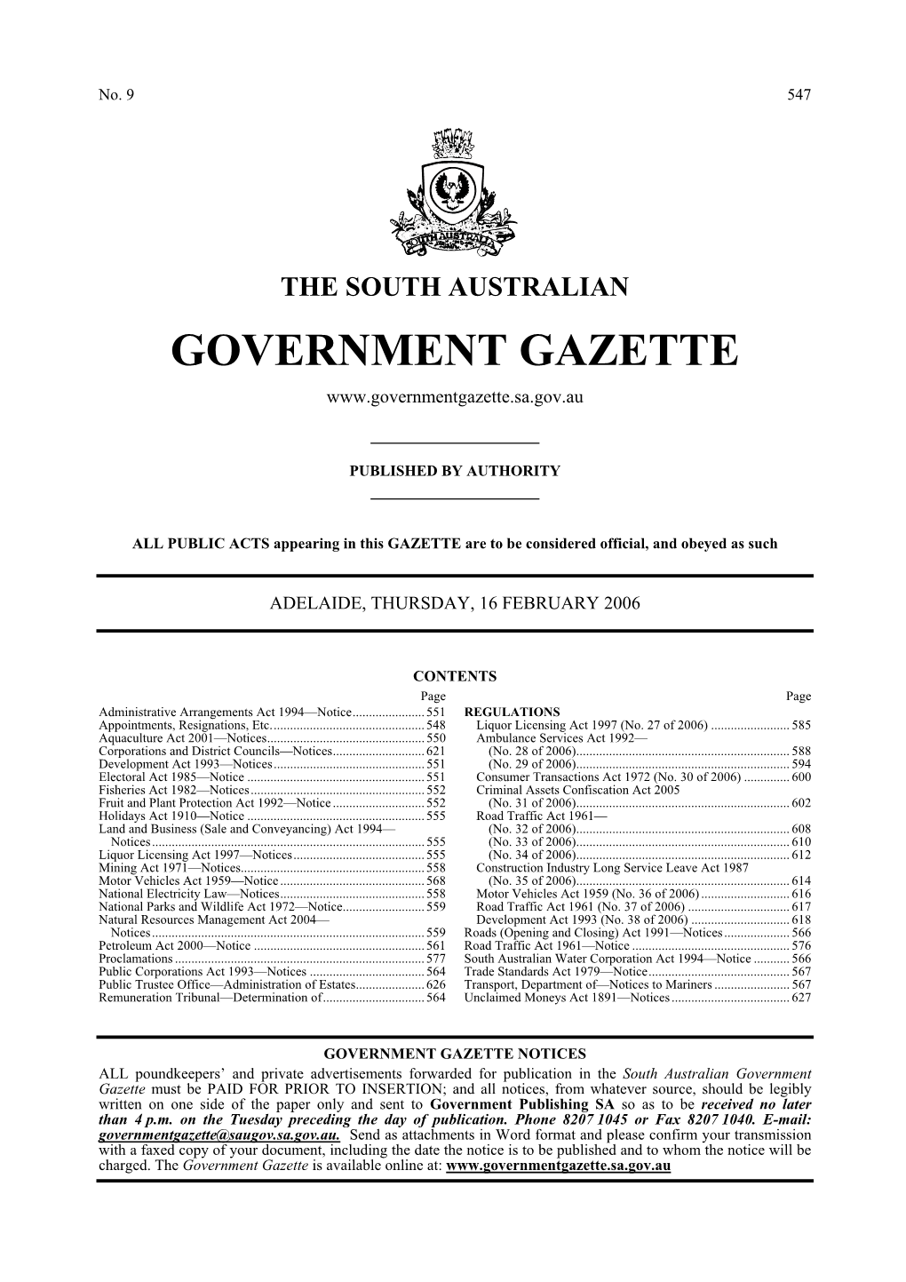 The South Australian Government Gazette