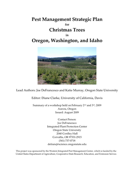 Pest Management Strategic Plan for Christmas Trees In