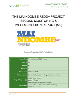 The Mai Ndombe Redd+ Project Second Monitoring & Implementation Report (M2)
