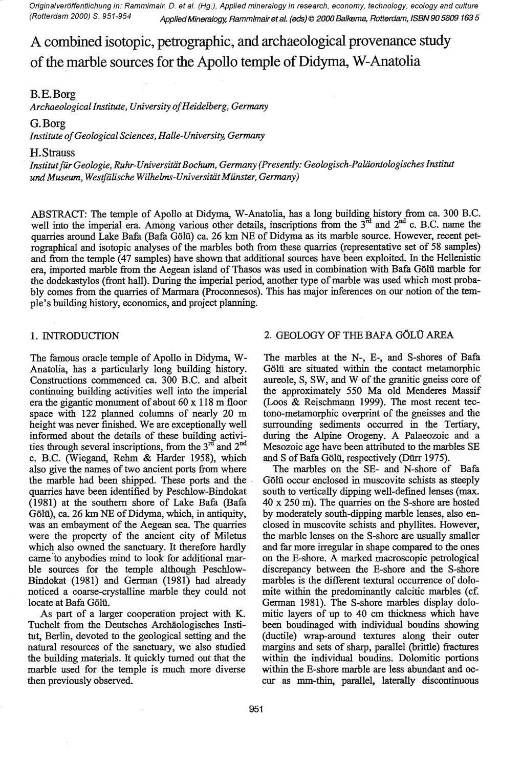 A Combined Isotopic, Petrographic, and Archaeological Provenance Study of the Marble Sources for the Apollo Temple of Didyma, W-Anatolia