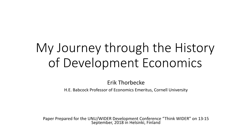 My Journey Through the History of Development Economics