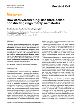 How Carnivorous Fungi Use Three-Celled Constricting Rings to Trap Nematodes