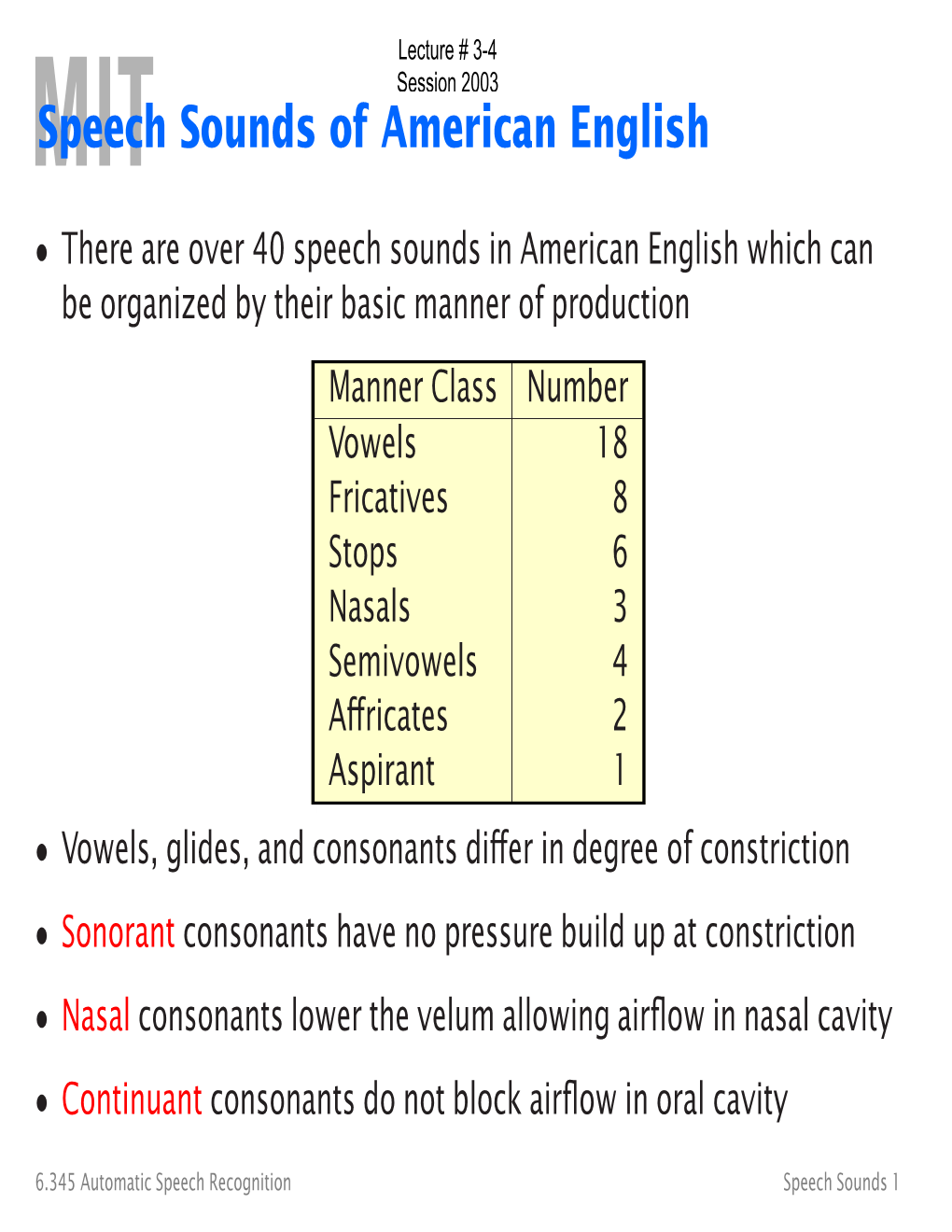 write a brief note on speech sounds of english