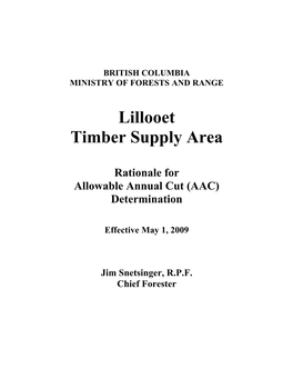 Lillooet Timber Supply Area
