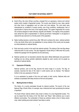 Fact Sheet on National Identity 1. Background And