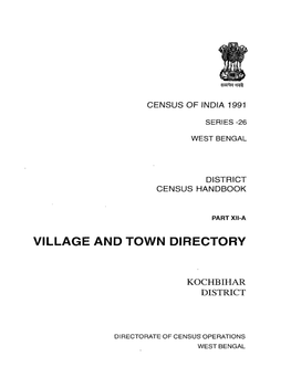 District Census Handbook, Kochbihar, Village & Townwise