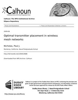 Optimal Transmitter Placement in Wireless Mesh Networks
