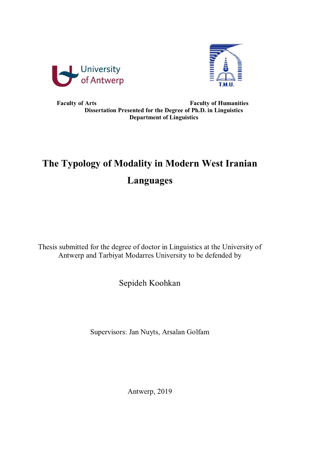 The Typology of Modality in Modern West Iranian Languages