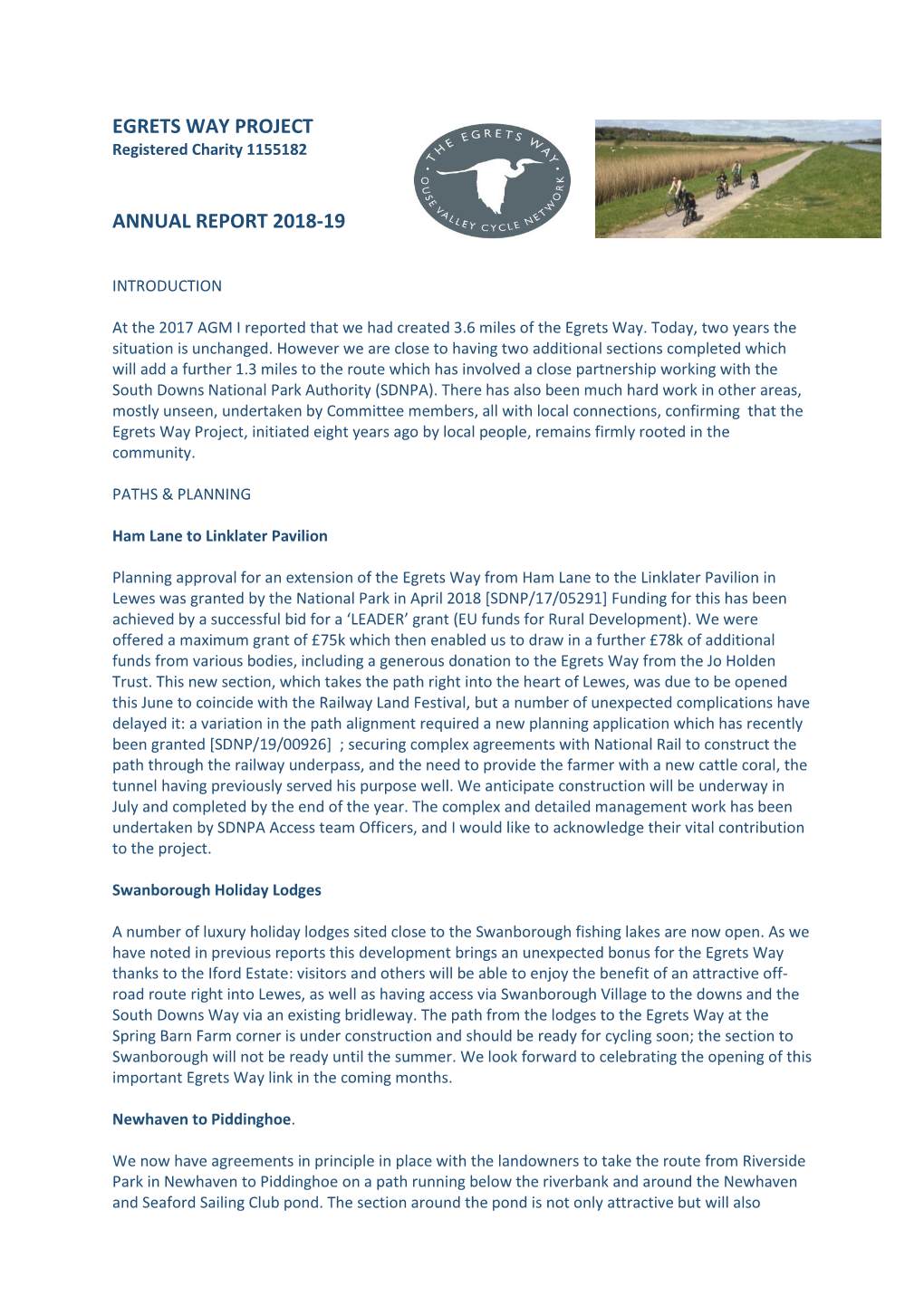 Egrets Way Project Annual Report 2018-19
