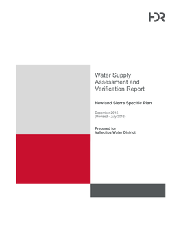 Water Supply Assessment and Verification Report