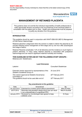Management of Retained Placenta