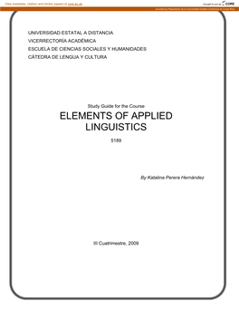 Elements of Applied Linguistics