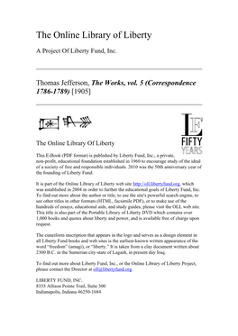 The Works, Vol. 5 (Correspondence 1786-1789) [1905]