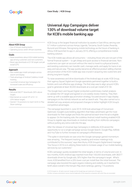 Universal App Campaigns Deliver 130% of Download Volume Target for KCB’S Mobile Banking App