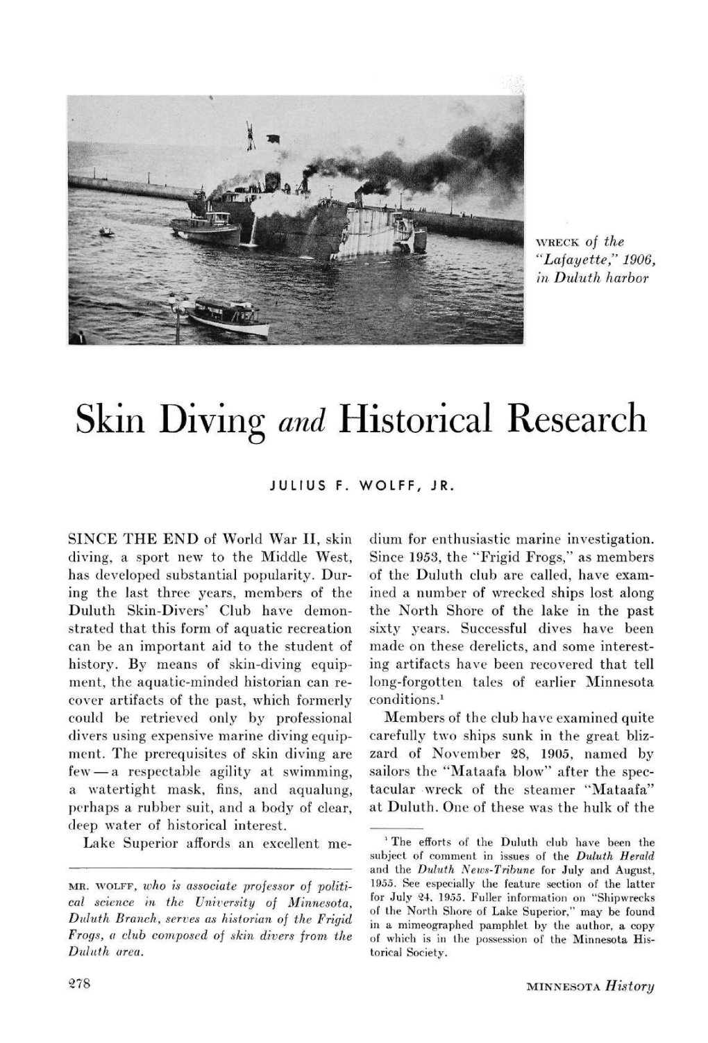 Skin Diving and Historical Research