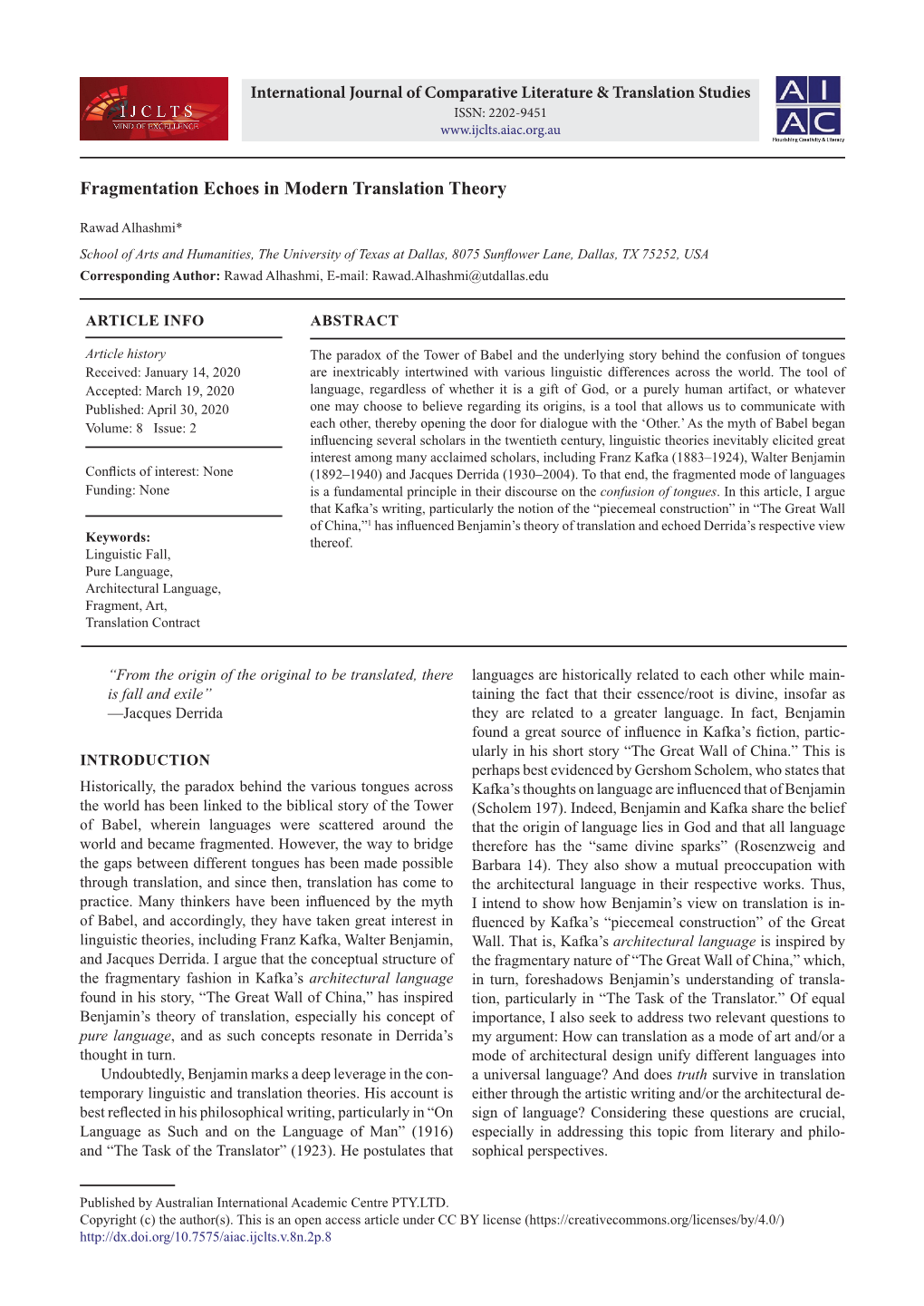 Fragmentation Echoes in Modern Translation Theory