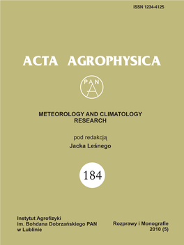 METEOROLOGY and CLIMATOLOGY RESEARCH Pod