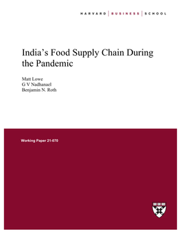India's Food Supply Chain During the Pandemic
